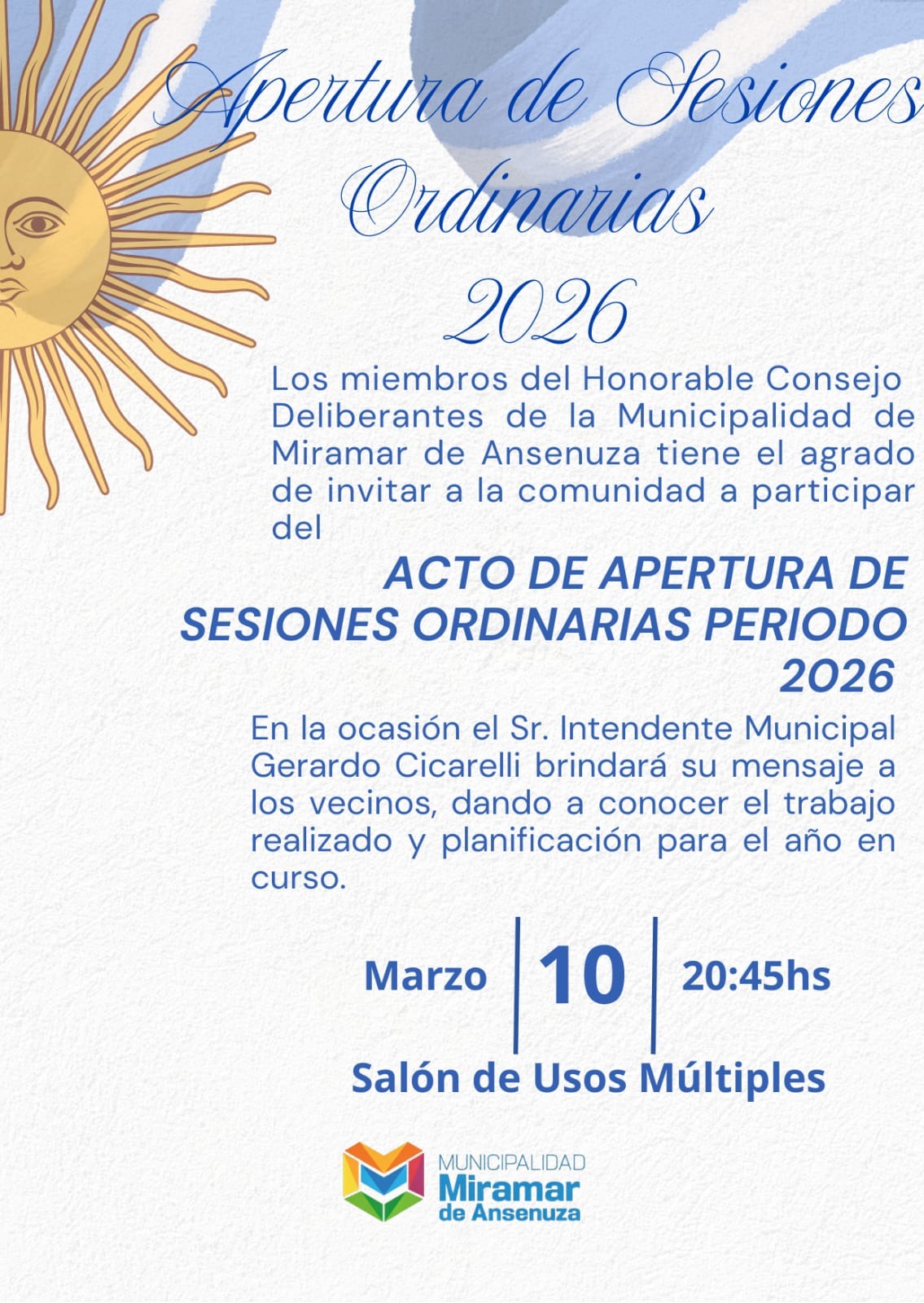 APERTURAS DE SESIONES ORDINARIAS DEL CONCEJO